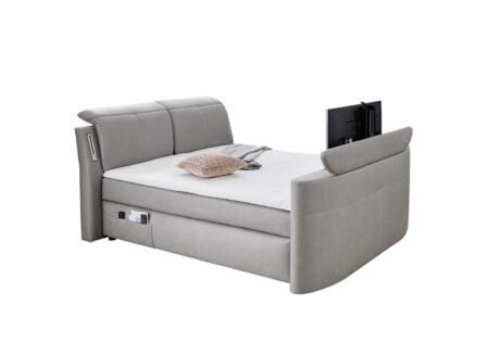 Boxspring Moviestar Max 180x200cm met tv-lift stof lichtgrijs