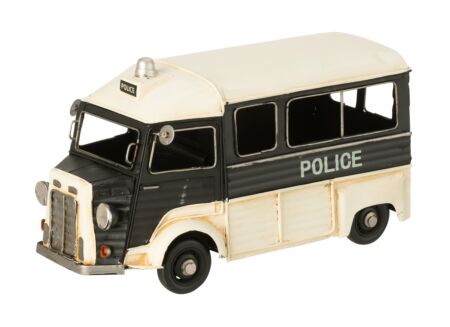 Politiebus Antiek  28x14x16cm - metaal - zwart/gebroken wit