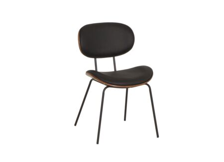 Stoel Ruby 51x57x79cm - lederlook - zwart/bruin