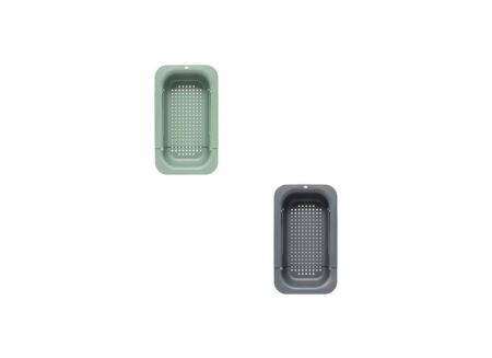 Spoelbak zeef  uitrekbaar 34,4x20x6,5cm - kunststof - grijs/groen
