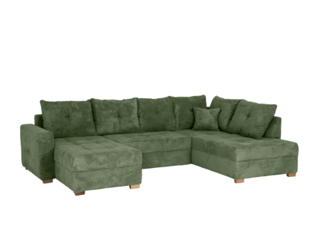 Hoeksalon Abby 311x170cm - stof - groen met bedfunctie