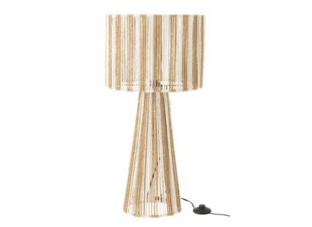 Tafellamp E27 H69cm - papier - wit & naturel