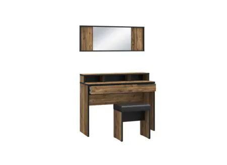 Make-up tafel Jabim met spiegel 110cm - meubelplaat - alpine picea/zwart