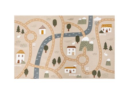 Kindertapijt Route 150x100cm - katoen - multicolor