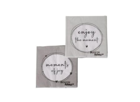 Serviette Enjoy 17x17cm lichtgrijs 20 stuks