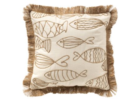 Kussen Nemo 45x45cm - katoen & jute - snow white