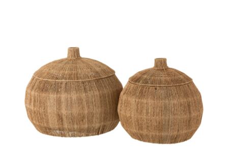 Opbergmand Dantya Ø55,5 & 45cm - jute - naturel set van 2
