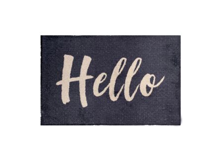 Deurmat Hello 75x50cm microvezel zwart