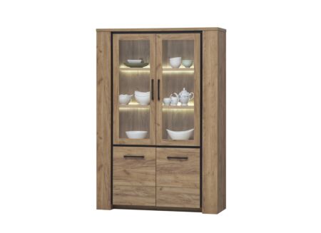 Vitrinekast Elio 133cm - melamine - French oak