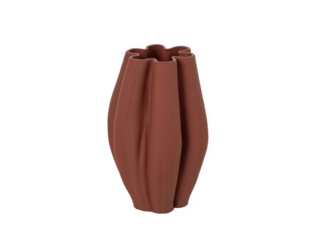 Vaas 3D Onregelmatig H30,5cm - steengoed - donkerrood