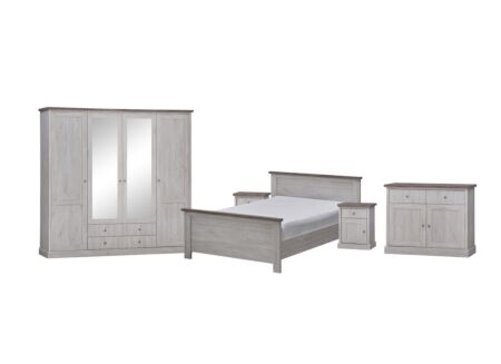 Slaapkamer Eline met bed 180x200cm - kleerkast 225cm - commode 110cm