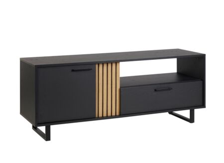 Tv-meubel Faro 164cm - melamine - structuur zwart