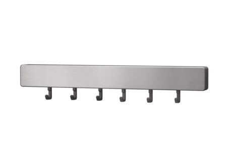 Messenhouder Metallika met 6 verstelbare haken 39,2x2,9x4,9cm - metaal - zilver