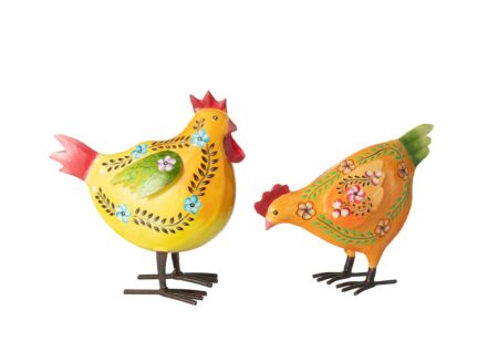 Figuur Haan  H16cm - ijzer - multicolor