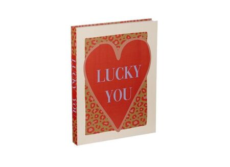 Deco Boek Lucky You 30x23x3cm - gerecycleerd papier - rood