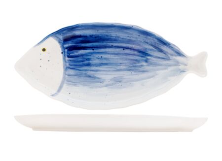 Dessertbord Coral 43x19,7cm - porselein - wit/blauw