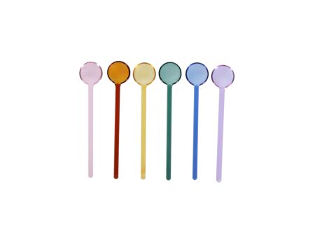 Koffielepel Tilly - glas - multicolor set van 6