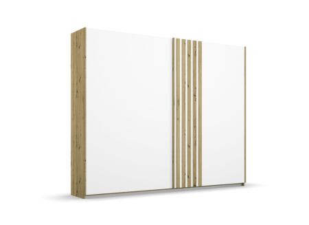 Schuifdeurkast 226cm - decor - artisanale eik/wit