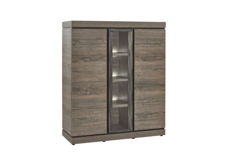 Vitrinekast Belluno 134cm - decor - donkerbruin