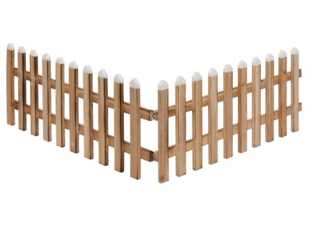 Kerstdecoratie Houten Hek met Sneeuw H20cm bruin