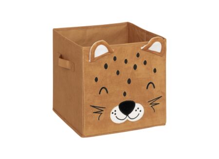 Opbergbox Luipaard 29x29x29cm - polyestervezel & papier - geel