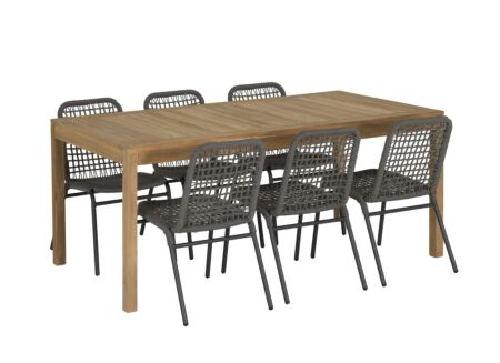 Tuinset Voodoo 180x90cm met 6 tuinstoelen Hopi