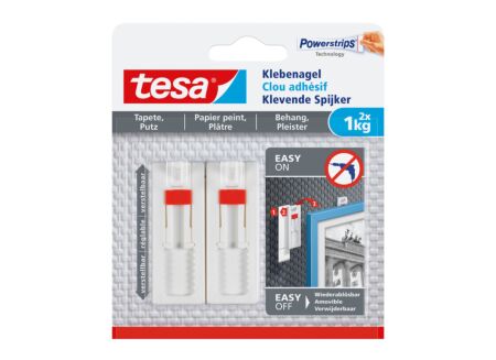 Verstelbare klevende spijker tesa 1kg, 2 stuks