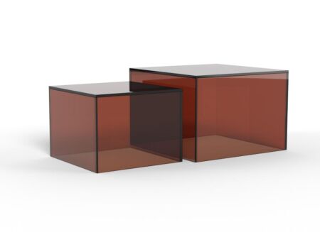 Salontafel 50x35/40x30cm - glas - bruin