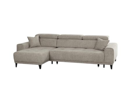 Hoeksalon Dragor 296x179cm - stof - grijs met bedfunctie