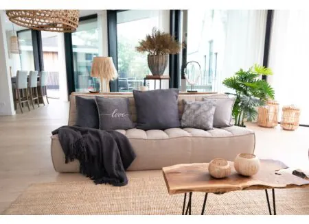 Foto ambiance - Coussin Damian Love 45x45cm - tissu - gris foncé