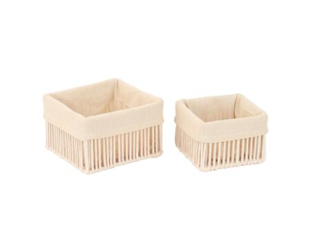 Opbergmand Solea set van 2 - geweven touw & katoen - beige