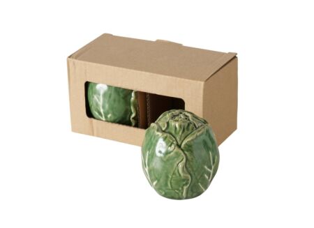 Peper en zoutmolen Kool H7,5cm - keramiek - groen