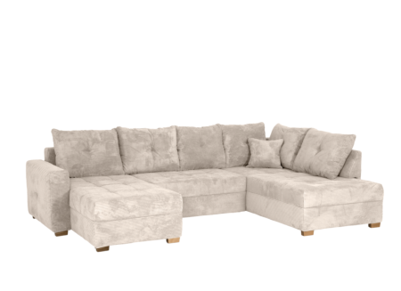 Hoeksalon Abby 311x170cm - stof - beige met bedfunctie
