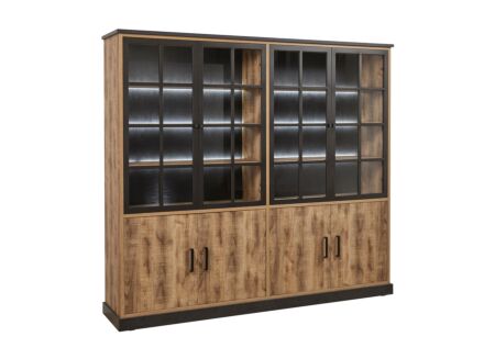 Boekenkast 234x211x48cm - meubelplaat - bruin/zwart