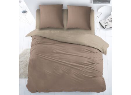 Dekbedovertrek 140x220cm - flanel - taupe