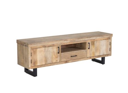 Tv-meubel Boqueria 180x42,5cm - mango massief & metaal - naturel