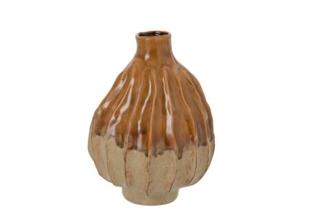 Vaas Alpha H28cm - porselein - bruin & mosgroen