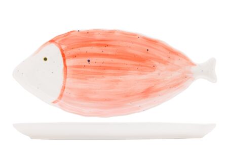 Dessertbord Coral 43x19,7cm - porselein - wit/koraal