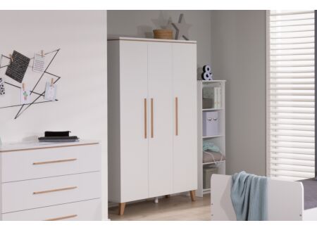 Kleerkast Vito Mira 131cm - melamine - wit/eik