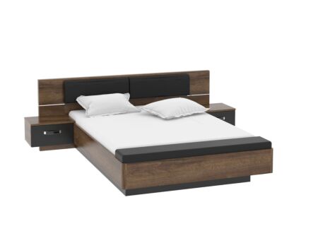 Bed Dolce 180x200cm - meubelplaat - mud oak/black oak