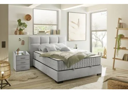 Sfeerfoto - Bedbox Nagol A 140x200cm - stof - zilver met opbergruimte