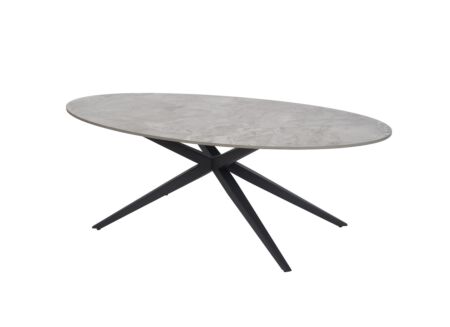 Salontafel 130x65cm - keramiek/metaal - grijs/zwart
