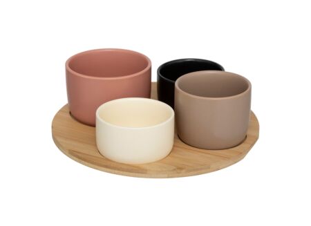 Aperoset Wavy Bliss Ø26cm - bamboe & stoneware - multicolor