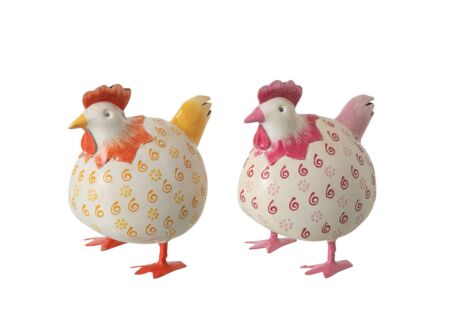 Deco Haan 15x12x18cm - ijzer - multicolor