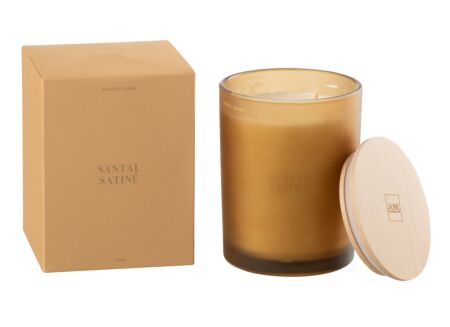 Geurkaars Santal Satine Ø10,5cm - glas/paraffine - oranje