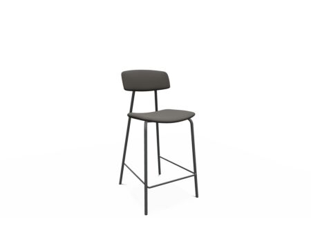 Barstoel Lazio ZH64cm - lederlook - sotega antraciet