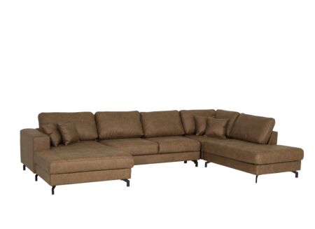 Hoeksalon Alicante 373x228cm - stof - cognac