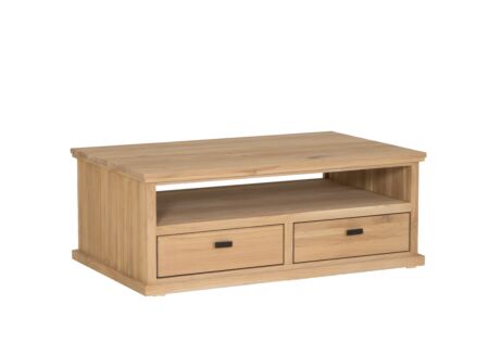 Salontafel Grimaldi 120x74x45cm - eik massief & fineer & decor - naturel met opbergruimte