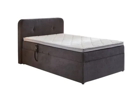 Boxspring BX1880  100x200cm avec rangement tissu gris - Boxspring BX1880  100x200cm - tissu - gris avec rangement