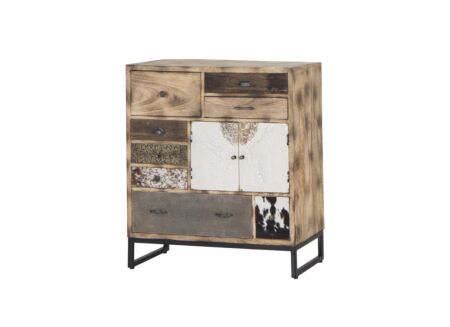 Ladekast Raffles 90x40x100cm - mango massief  - bruin & multikleur